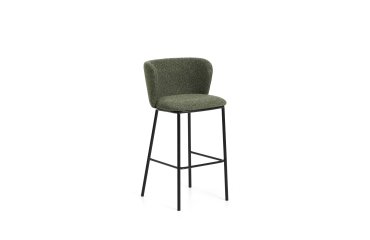 <div>Stool Ciselia in thick dark green chenille and steel legs with black finish 75 cm</div>