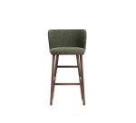 Tabouret Ciselia en chenille épaisse vert foncé et pieds en bois de frêne avec finition ton noyer FSC Mix Credit 75 cm
