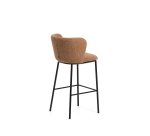 Tabouret Ciselia en chenille épaisse terracotta et pieds en acier avec finition noire FSC Mix Credit 75 cm