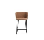 Tabouret Ciselia en chenille épaisse terracotta et pieds en acier avec finition noire FSC Mix Credit 65 cm