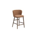 Sgabello Ciselia in ciniglia spessa terracotta e gambe in legno massiccio di frassino con finitura noce FSC Mix Credit 65 cm