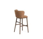 Ciselia thick terracotta chenille stool with ash wood legs and walnut tone finish 75 cm