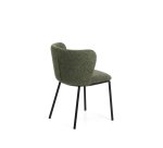 Chaise Ciselia en chenille épaisse vert foncé et pieds en acier avec finition noire FSC Mix Credit