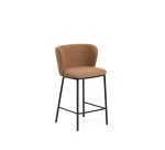 Tabouret Ciselia en chenille épaisse terracotta et pieds en acier avec finition noire FSC Mix Credit 65 cm