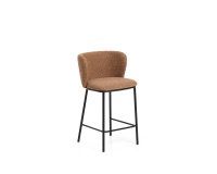 Tabouret Ciselia en chenille épaisse terracotta et pieds en acier avec finition noire 65 cm
