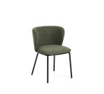 Chaise Ciselia en chenille épaisse vert foncé et pieds en acier avec finition noire FSC Mix Credit