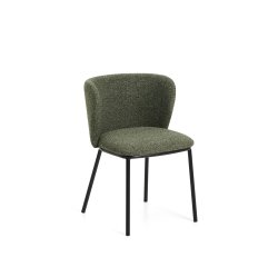 Sedia Ciselia in ciniglia spessa verde scuro e gambe in acciaio finitura nera FSC Mix Credit