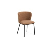 Chaise Ciselia en chenille épaisse terracotta et pieds en acier avec finition noire FSC Mix Credit