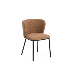 Sedia Ciselia in ciniglia spessa terracotta e gambe in acciaio finitura nera FSC Mix Credit