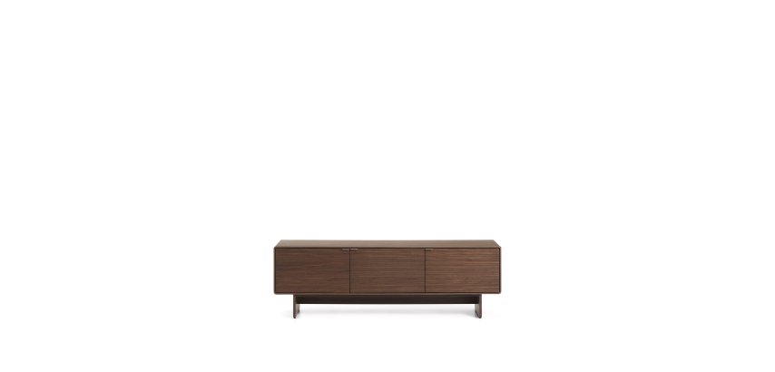 Meuble TV Norlen 3portes en placage de noyer 150 x 40 cm