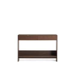 DE_Console Norlen 2 tiroirs et 1 étagère en placage de noyer FSC Mix Credit 120 x 81 cm