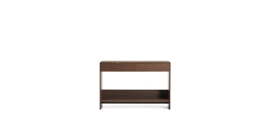 Console Norlen 2 drawers and 1 shelf in walnut veneer 120 x 81 cm