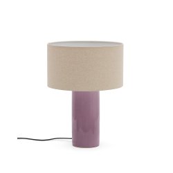Lampe de table Toneric en céramique avec finition lilas et coton