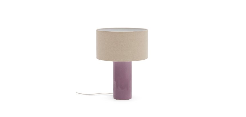 Lampe de table Toneric en céramique avec finition lilas et coton