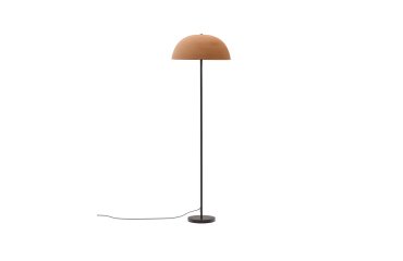 Lampadaire Nibla en métal noir et abat-jour avec effet terre cuite