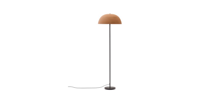 Lampadaire Nibla en métal noir et abat-jour avec effet terre cuite