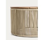 Tavolino Dandara in acciaio, corda écru e legno massiccio di acacia Ø 70 cm FSC 100%