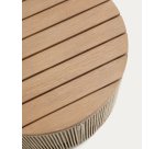 Tavolino Dandara in acciaio, corda écru e legno massiccio di acacia Ø 60 cm FSC 100%