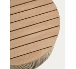 Tavolino Dandara in acciaio, corda écru e legno massiccio di acacia Ø 70 cm FSC 100%