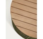 Tavolino Dandara in acciaio, corda verde e legno massiccio di acacia Ø 70 cm FSC 100%