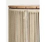 Dandara side table in steel, ecru rope cord and solid acacia wood Ø40cm FSC 100%