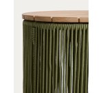 Dandara side table in steel, green rope cord and solid acacia wood Ø40cm FSC 100%