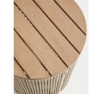 Dandara side table in steel, ecru rope cord and solid acacia wood Ø40cm FSC 100%