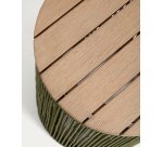 Dandara side table in steel, green rope cord and solid acacia wood Ø40cm FSC 100%