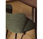 Chaise Ciselia en chenille épaisse vert foncé et pieds en acier avec finition noire FSC Mix Credit