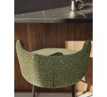 Tabouret Ciselia en chenille épaisse vert foncé et pieds en acier avec finition noire FSC Mix Credit 75 cm