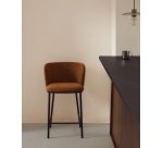 Tabouret Ciselia en chenille épaisse terracotta et pieds en acier avec finition noire FSC Mix Credit 65 cm