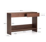 Console Norlen 2 drawers and 1 shelf in walnut veneer 120 x 81 cm
