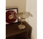 Nuvira table lamp in light grey brushed metal