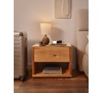 Mesita de noche Alguema en chapa de roble con acabado natural 40 x 50 cm