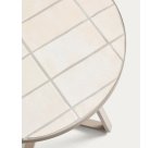 DE_Table d’appoint ronde Tella en acier galvanisé et carreaux beiges Ø45 cm