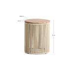 Dandara side table in steel, ecru rope cord and solid acacia wood Ø40cm FSC 100%