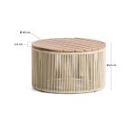 Tavolino Dandara in acciaio, corda écru e legno massiccio di acacia Ø 60 cm FSC 100%