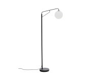 Eilo floor lamp in black steel with frosted glass globe