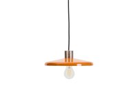 DE_Suspension Nuvira en métal brossé gris clair et abat-jour orange