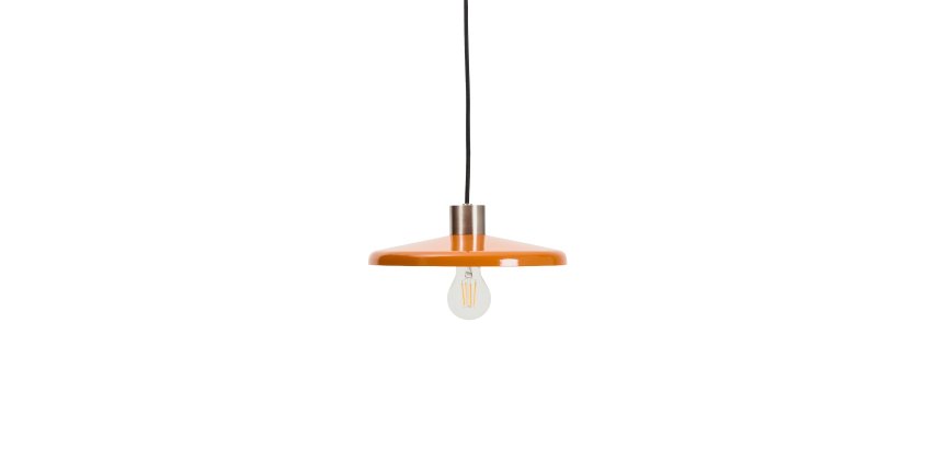 Lampada da soffitto Nuvira in metallo spazzolato grigio chiaro e paralume arancione