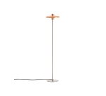 Lampadaire Nuvira en métal brossé gris clair avec abat-jour orange