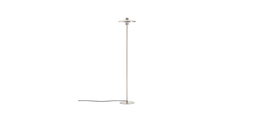 DE_Lampadaire Nuvira en métal brossé gris clair