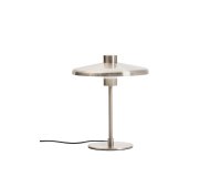 Lampada da tavolo Nuvira in metallo spazzolato grigio chiaro
