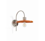 Nuvira wall light in light grey brushed metal with orange lampshade