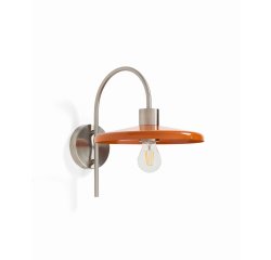 Nuvira wall light in light grey brushed metal with orange lampshade