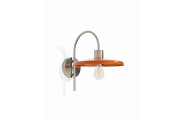 Applique murale Nuvira en métal brossé gris clair avec abat-jour orange