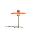 Nuvira table lamp in light grey brushed metal and orange lampshade