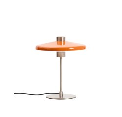 Nuvira table lamp in light grey brushed metal and orange lampshade