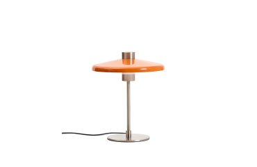 Lampe de table Nuvira en métal brossé gris clair et abat-jour orange