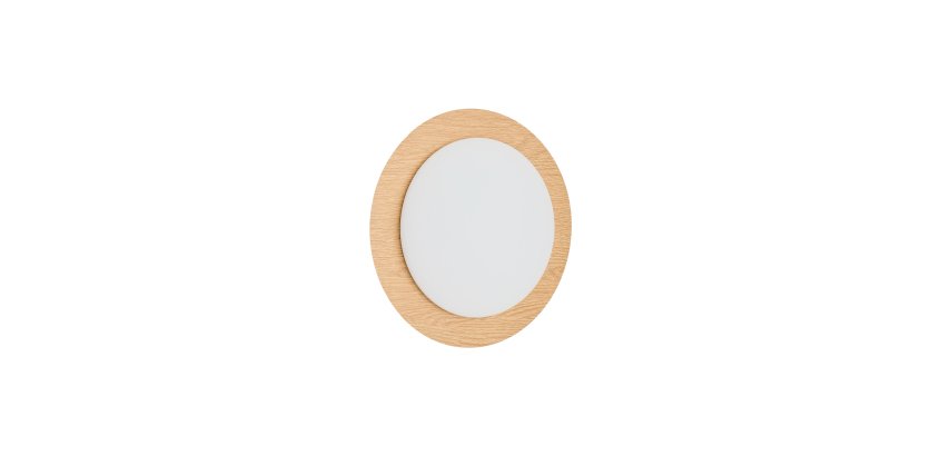 Novae ceiling lamp in light wood-effect brushed steel and frosted glass Ø 40 cm